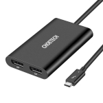 Adapteris USB C Thunderbolt 3 su 2x DisplayPort, juodas