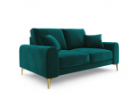 Dvivietė sofa Mazzini Sofas Madara, veliūras, &scaron;viesiai žalia/auksinės spalvos