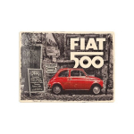 Metalinė plok&scaron;tė 30x40 cm / Fiat 500 - red Car In The Street