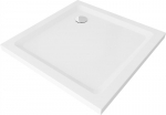 Kvadratinis du&scaron;o padėklas Mexen Flat Slim su sifonu, White+Chrome, 70x70, 80x80, 90x90, 100x100 cm