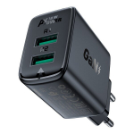 Tinklo įkroviklis GaN 2x USB 18W QC 3.0 juodas