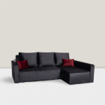 Kampinė sofa - lova Megan, tamsiai pilkos spalvos