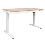 Ra&scaron;omasis stalas ERGO su 1 varikliu 120x60xH72-121cm, baltas/ąžuolas