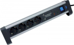 Aliuminio prailgintuvas su 4 lizdais ir 2 Usb, 1.5m