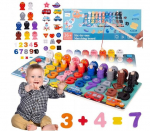 Montessori žaidimas 6 in 1 medinis, magnetinė žvejyba, skaičiavimo mokymuisi