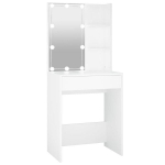 Kosmetinis staliukas vidaXL su LED ap&scaron;vietimu, 60x40x140cm, balta, Balta