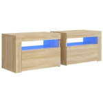 Naktinės spintelės su LED, 2vnt., 60x35x40cm, ąžuolo spalva