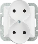 Dvigubas elektros lizdas 2x2p 16a, 250v, baltas