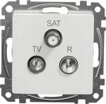 Schneider Electric Sedna Design TV/R/SAT galinis lizdas, 4 dB, sidabrinės spalvos apdaila