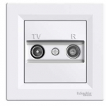 Schneider Electric Asfora TV/R galinis lizdas su rėmeliu, 1 dB, baltas