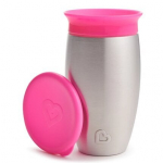 Nerūdijančio plieno puodelis Munchkin Miracle 360, rožinis, 12mėn+, 296ml, 01245101