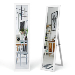 Costway 2 in 1 viso kūno veidrodis Viso ilgio veidrodis mediniu rėmu 37 x 155 cm baltas