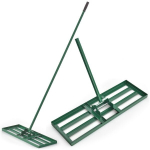 Costway vejos i&scaron;lyginimo grėblys su ergonomi&scaron;ka rankena žemei 75 x 25 cm žalias