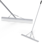 Costway grėblys sodo grėblys pagamintas i&scaron; aliuminio su 91 cm pločio grėblio galvute 91 x 10 x 174 cm sidabrinis