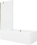 Vonia Mexen Cube su apdaila ir stiklo sienele, 170x80 cm + 90 cm, White+Gold/Transparent