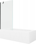 Vonia Mexen Vega su apdaila ir stiklo sienele, 150x70 cm + 90 cm, White+Black/Transparent