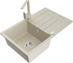 Granitinė virtuvinė plautuvė Mexen Bruno su mai&scaron;ytuvu ir sifonu, Beige