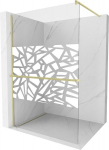 Walk-in du&scaron;o sienelė Mexen Kioto+ su lentynėle, Brushed gold/Baltas ra&scaron;tas, 120 x 200 cm