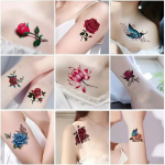 30 lapų spalvingų ilgalaikių vandeniui atsparių tatuiruočių lipdukų.