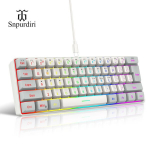 Snpurdiri 60% Laidinė RGB Ap&scaron;viesta Kompakti&scaron;ka Klaviatūra,  V800 pilka ir balta