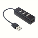 4 prievadų USB &scaron;akotuvas su jungikliais,  Juoda