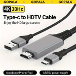 USB-C į HDTV kabelis 1,8 m,  Pilka Juoda