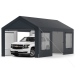 Costway Carport Tent Garažas su 8 nuimamomis &scaron;oninėmis sienomis ir susukamomis durimis Garažo palapinės ganyklos palapinė