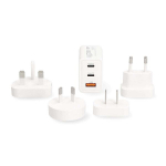 Nedis 65W Universalus Kelioninis Adapteris su GaN Technologija - 4 Ki&scaron;tukai, Baltas, Greitas Įkrovimas