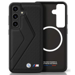 BMW odinis dėklas su plačiomis juostomis, MagSafe, Samsung Galaxy S25, juodas