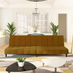 Dvivietė sofa-lova, rudos spalvos, aksomas