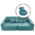Vaiki&scaron;ka modulinė sofa su pufu, turkio spalvos &ndash; 2 viename rinkinys