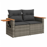 Dvivietė sodo sofa，Lauko sofa su pagalvėlėmis, pilkos spalvos, poliratanas CFE93825