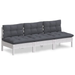 Trivietė sodo sofa，Lauko sofa su antracito pagalvėlėmis, pu&scaron;ies masyvas CFE93603