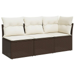 Trivietė sodo sofa，Lauko sofa su pagalvėlėmis, ruda, poliratanas CFE38149