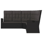 Atlo&scaron;iama kampinė sofa，Poilsio sofa su pagalvėlėmis, juoda, poliratanas CFE86915