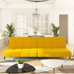 Dvivietė sofa-lova，Poilsio sofa, geltonos spalvos, aksomas CFE84904