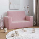 Dvivietė vaiki&scaron;ka sofa，Poilsio sofa, rožinės spalvos, mink&scaron;tas pliu&scaron;as CFE79040