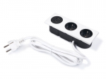 Įleidžiamas baldinis elektros lizdas su 2 Usb, 3 lizdai, ecru