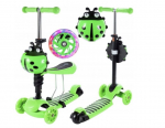 Patogus triratis 3in1 paspirtukas su &scaron;viečiančiais ratukais Scooter, žalias