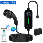 Elektromobilių įkrovimo kabelis junsun - App valdymas, 3,5 kW, vienfazis, 6&ndash;16 A, Type 2, 6 m, CEE ki&scaron;tukas