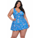 Moteri&scaron;ka maudymosi suknelė su pilvą formuojančiu efektu Saitdress, mėlyna, 2XL