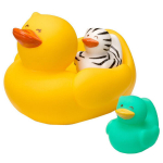 Vonių žaislų rinkinys Infantino maudynių antis &bdquo;Duck 'n Family&ldquo;, mink&scaron;tos spaudžiamos antelės, kūdikiams saugios, nuo 0+ mėn.
