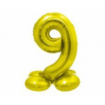 Folijinis balionas Smart, stovimas numeris 9, auksinis, 72 cm