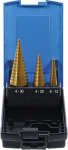 Žingsnis gręžimo rinkinys | titano nitridas | &Oslash; 4 - 30 mm | 3 vnt. BGS Technic-1624, Unique