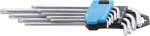 L tipo veržliarakčio rinkinys | ypač ilgas | &bdquo;T -Star&ldquo; (&bdquo;Torx&ldquo;) T10 - T50 | 9 vnt. BGS Technic-793, Unique