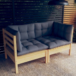 Dvivietė sodo sofa su pilkomis pagalvėlėmis, pilka