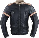 Vyri&scaron;ka odinė striukė W-TEC Hellsto - Black with Beige and Orange Stripe L