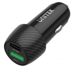 UNITEK Automobilinis įkroviklis 38W, USB-A USB-C, QC3.0, P1400A