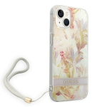 Dėklas telefonui GUESS Flower Strap Hardcase - iPhone 14 Plus, violetinė