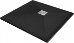 Kvadratinis du&scaron;o padėklas Mexen Stone+ su sifonu, Black, 70/80/90/100 cm